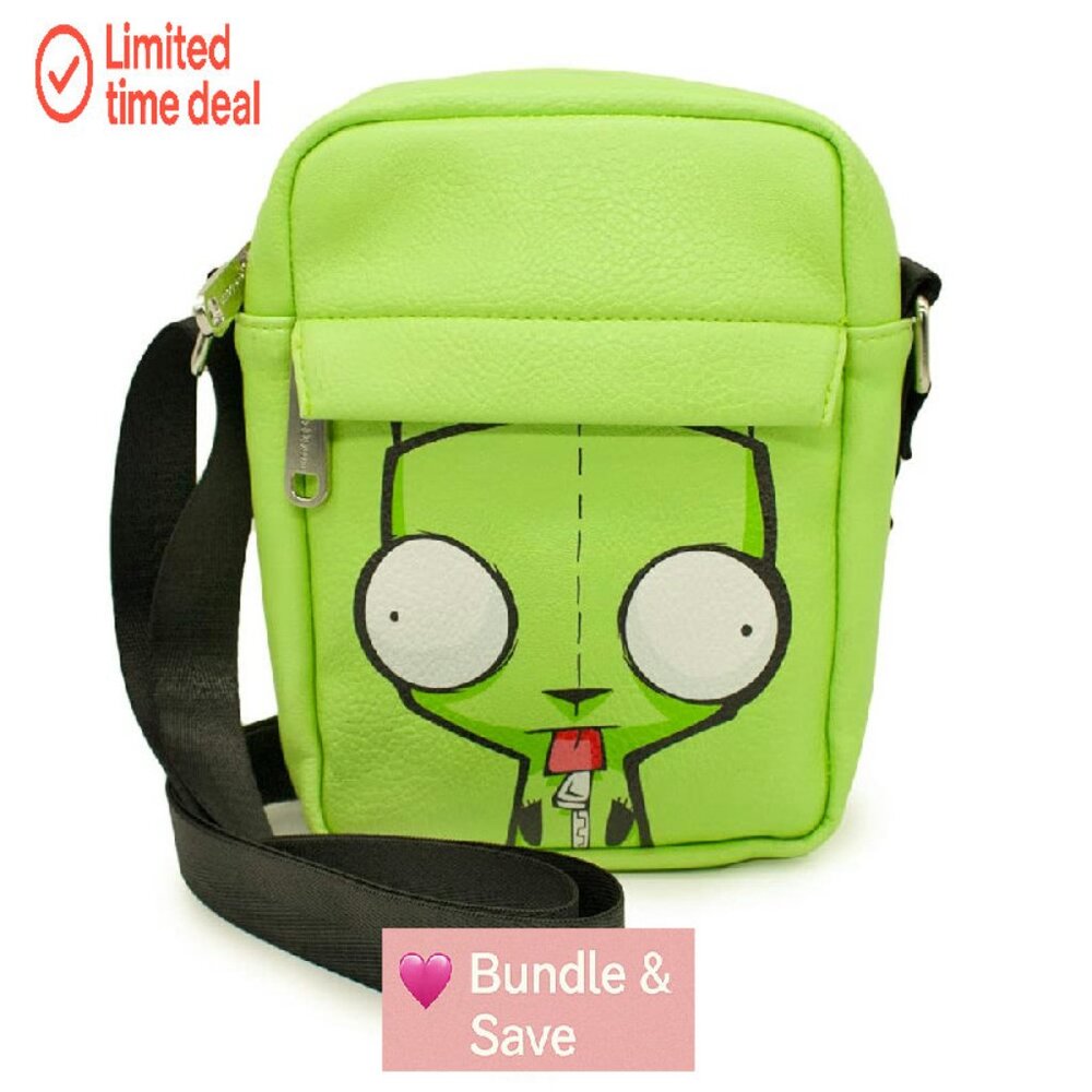 Vegan Leather Crossbody Bag 8x6.5x2 Inches GIR Invader Zim Art